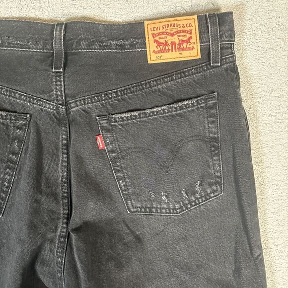 Levi’s 501 Jeans Men’s Size 32x30 Fits 34x29 Black Distressed Button Fly - Picture 16 of 16